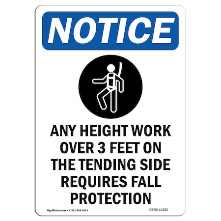 Signmission Safety Sign, OSHA Notice, 10" Height, Rigid Plastic, Any Height Work Over Sign With Symbol, Portrait OS-NS-P-710-V-10162